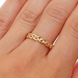 14K solid gold braid ring