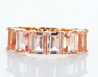 Eternity 14k gold pink natural sapphire ring