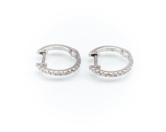 14k solid gold hoop diamonds earrings