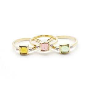 14k solid gold green natural tourmaline diamond ring image 5