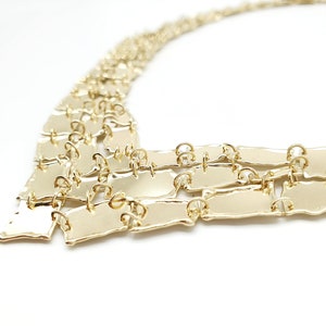 14K solid gold bib V statement necklace image 4