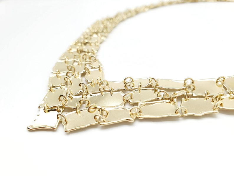 14K solid gold bib V statement necklace image 4