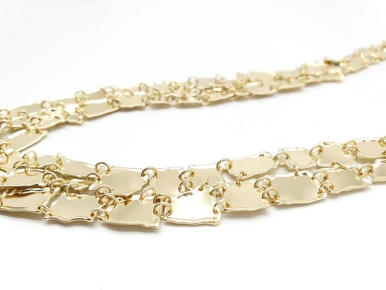 14K solid gold bib V statement necklace image 5