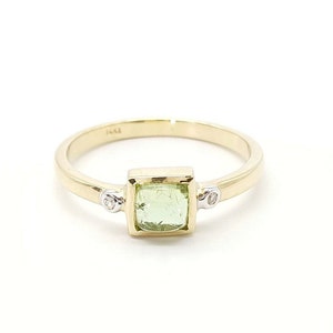14k solid gold green natural tourmaline diamond ring image 3
