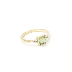 14k solid gold green natural tourmaline diamond ring image 4