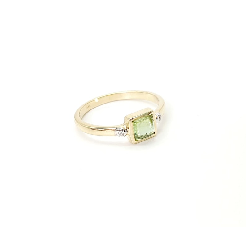 14k solid gold green natural tourmaline diamond ring image 4