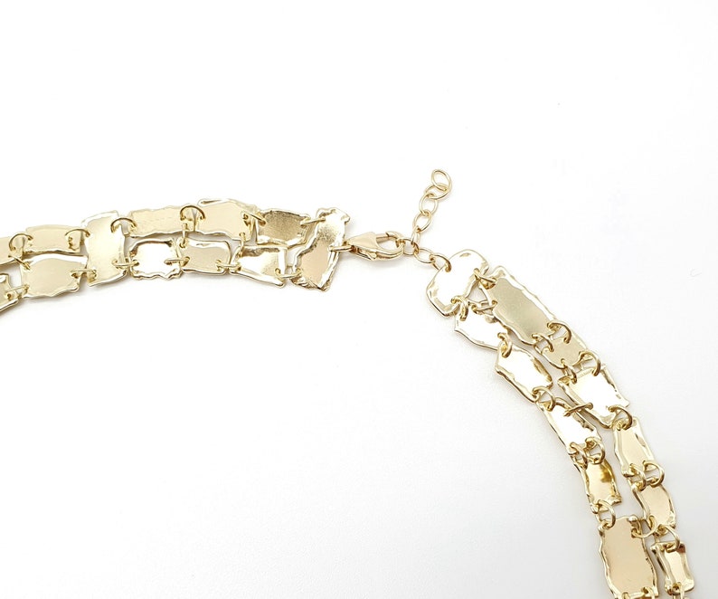 14K solid gold bib V statement necklace image 7