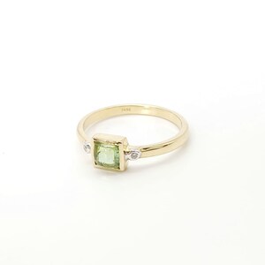 14k solid gold green natural tourmaline diamond ring image 6