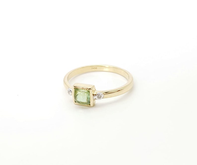 14k solid gold green natural tourmaline diamond ring image 6
