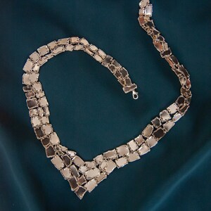 14K solid gold bib V statement necklace image 3