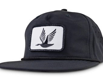 Goose Band Patch Rope Tech Hat Snapback Black