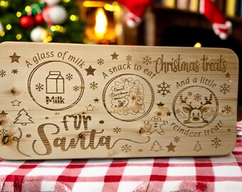 Santa cookie Board, Santa cookie tray, Christmas cutting board, Cookies for Santa, Santa treat board, Santa treat tray, Christmas board