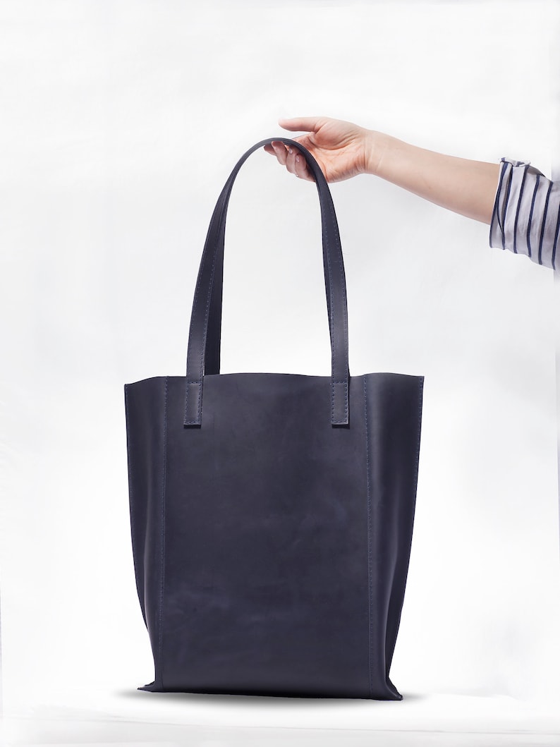 Women Leather Purse Leather Tote Bags for Women Leather Tote Bag Navy Blue Tote Leather Tote Navy Blue Leather Tote Bag Gift Women