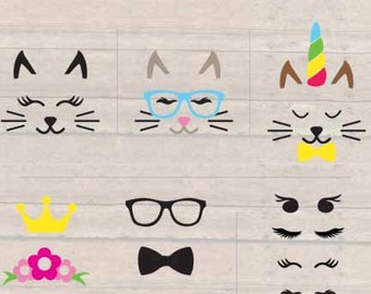 Cute Cat Face - Boy and Girl Animal for Vinyl Cutting Machines, SVG Cricut Silhouette