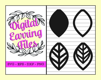 Earring SVG Cutout Patterns for Leather and Wood - Use Cricut, Silhouette or Laser - Leaf Shape