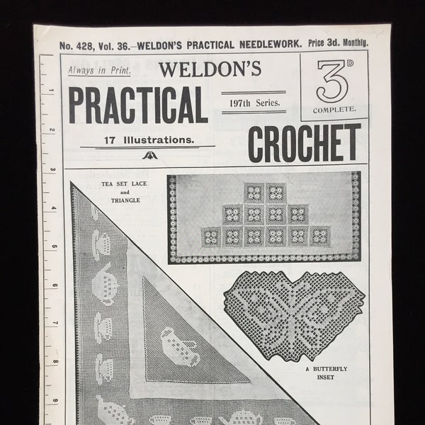 Vintage 1920s Weldon's Practical Needlework No. 428, Vol. 36. 197th Series Pattern Book Only Hard Copy "Crochet"