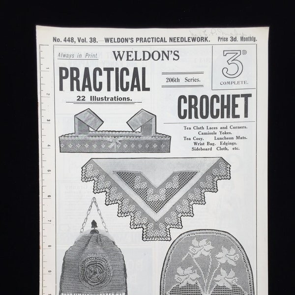 Vintage 1920s Weldon's Practical Needlework No. 448, Vol. 38. 206th Series Pattern Book Only Hard Copy "Crochet"