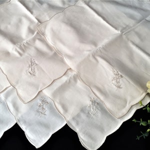 A Set of 6 Hand Embroidered Napkins - Never Used Vintage