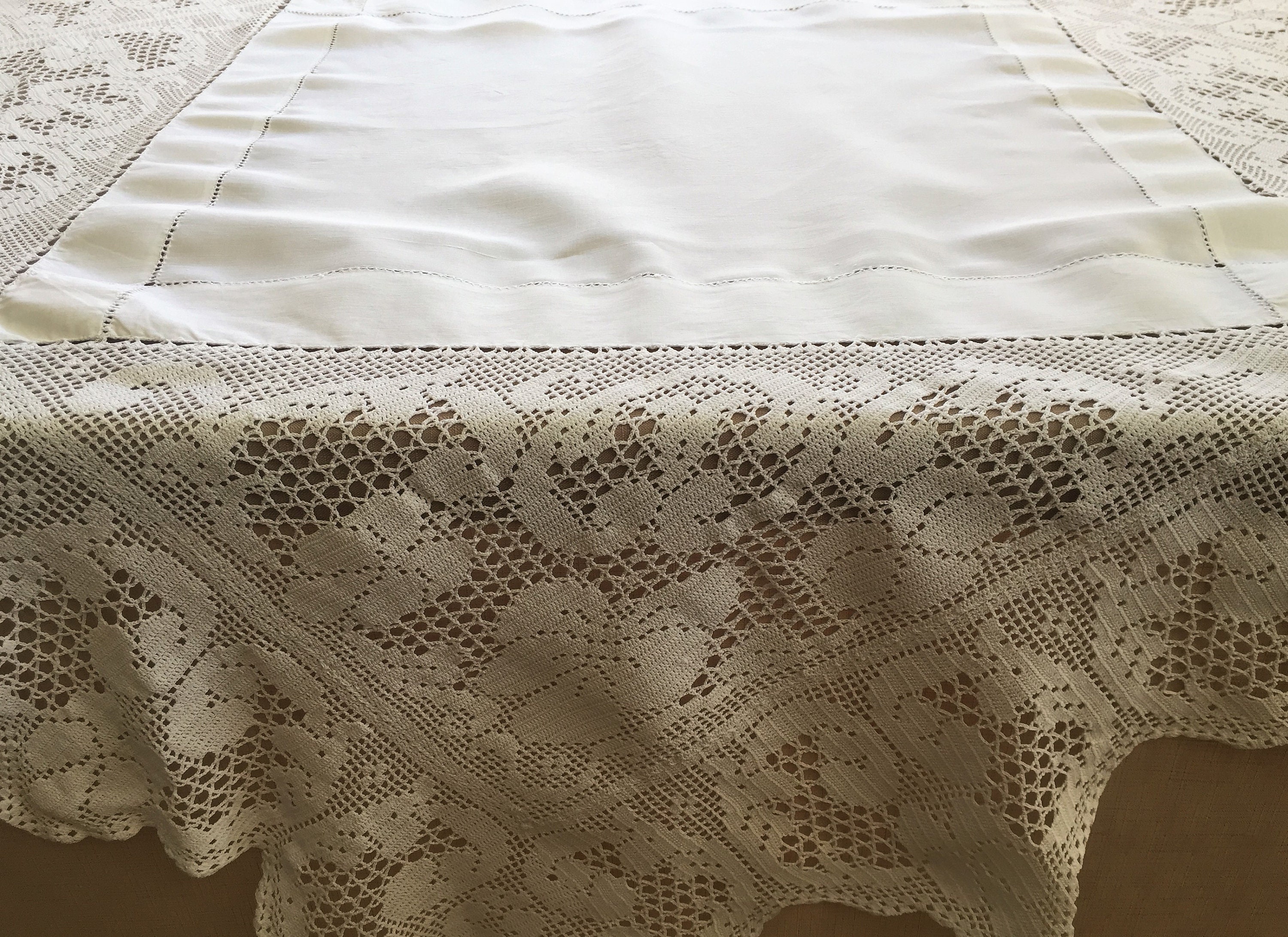 Vintage Art Nouveau Irish Linen Tablecloth With Hibiscus | Etsy