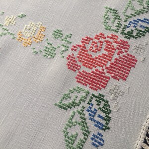 Cross Stitch Embroidered Vintage Linen Placemat or Tray Cloth - Etsy
