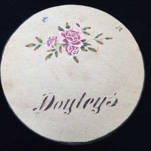 Large Antique Painted and Printed Cotton and Cardboard Doily Keeper Linen Press