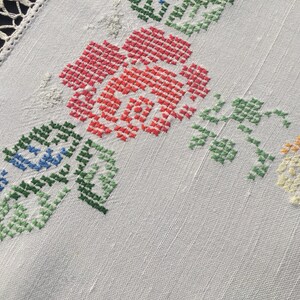 Cross Stitch Embroidered Vintage Linen Placemat or Tray Cloth - Etsy