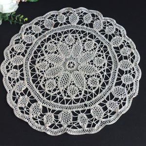 Round Ecru Handmade Venetian Style Burano Needle Lace Doily