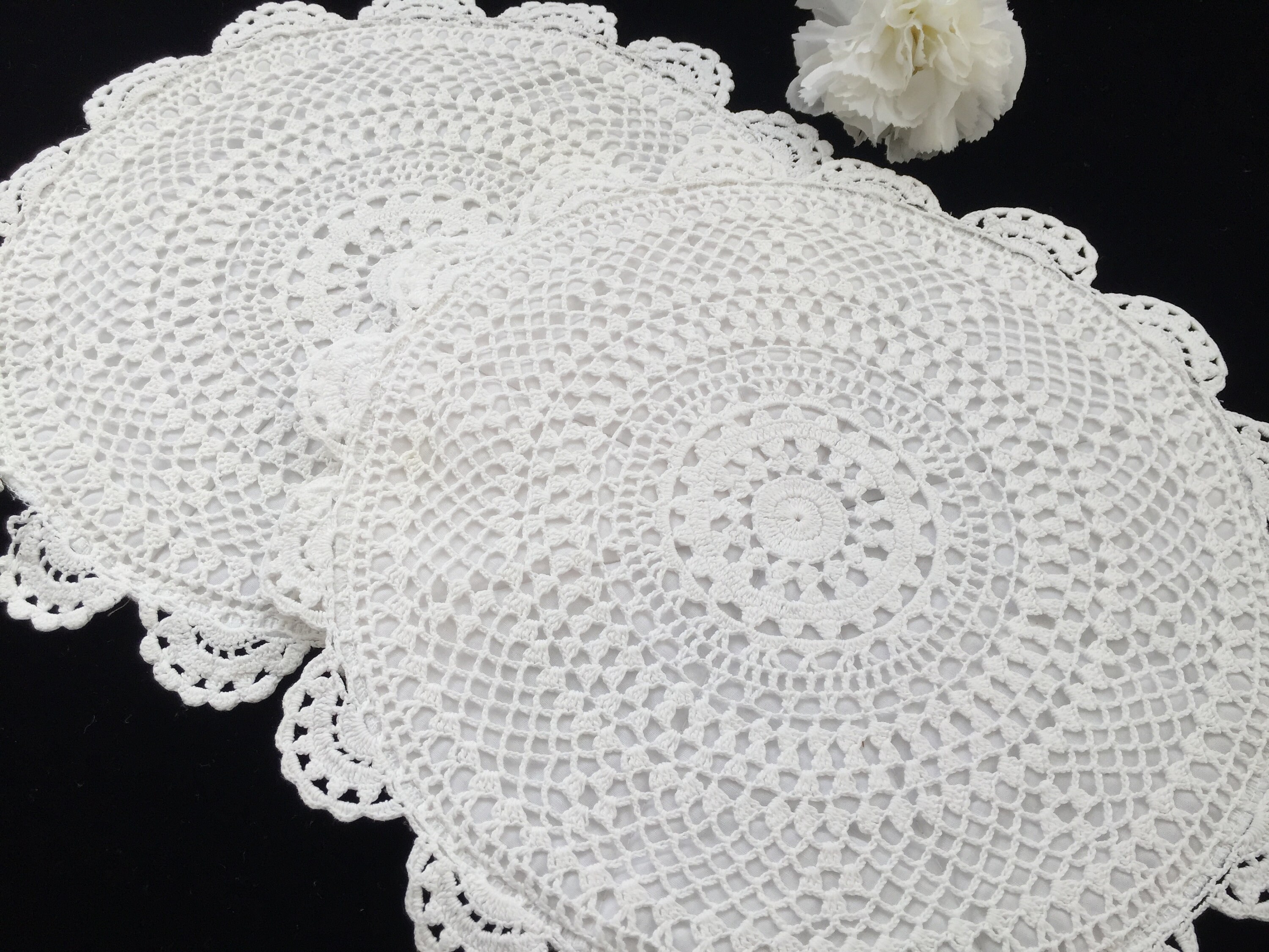 Padded White Crochet Table Place Mats Set of 6 Etsy Australia