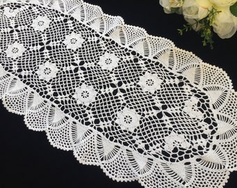 Oval Crochet Lace Table Runner