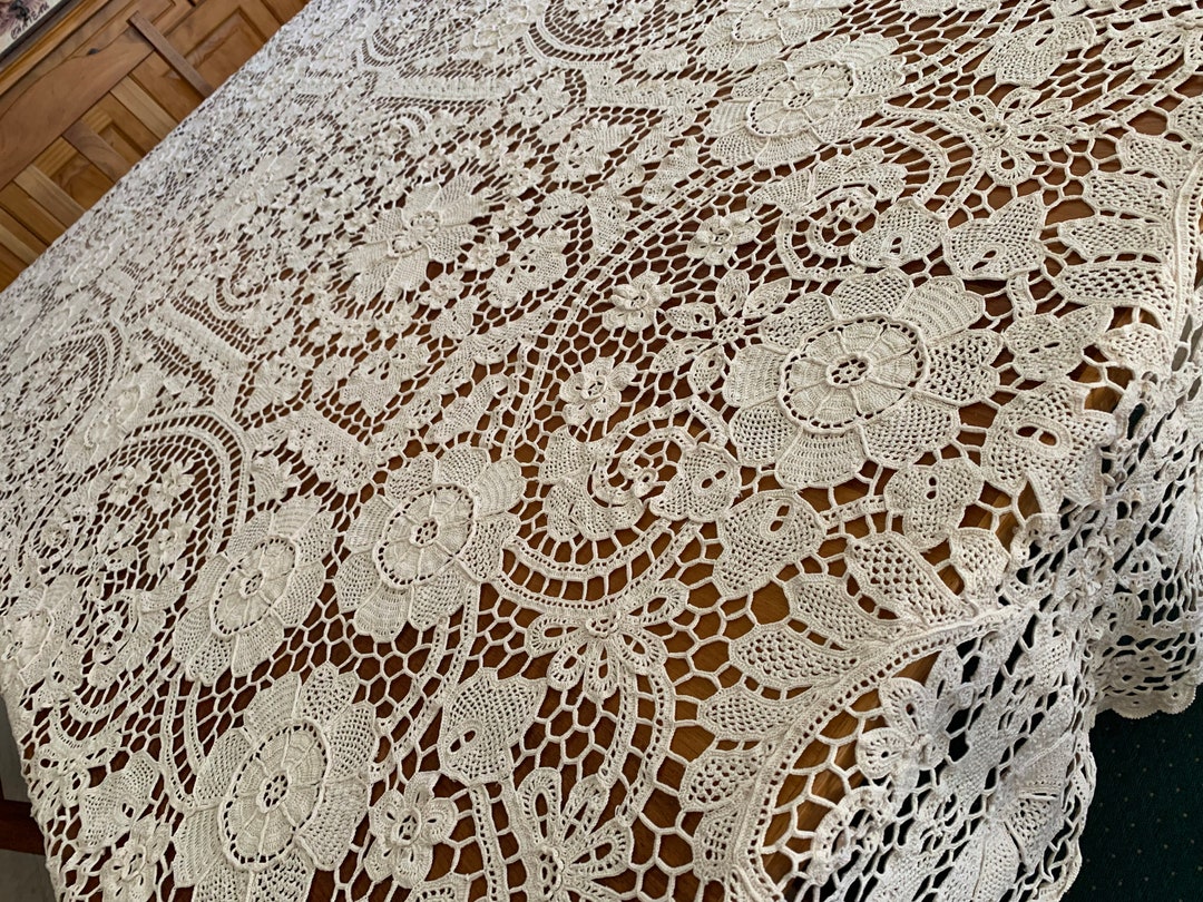 Antique Irish Crochet Lace Tablecloth - Etsy