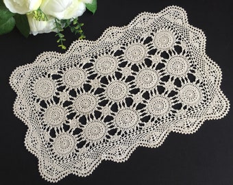 Crocheted Doily or Tray Cloth in Ivory Colour