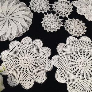 Bulk Pack van 6 Witte Gehaakte Lace Doilies