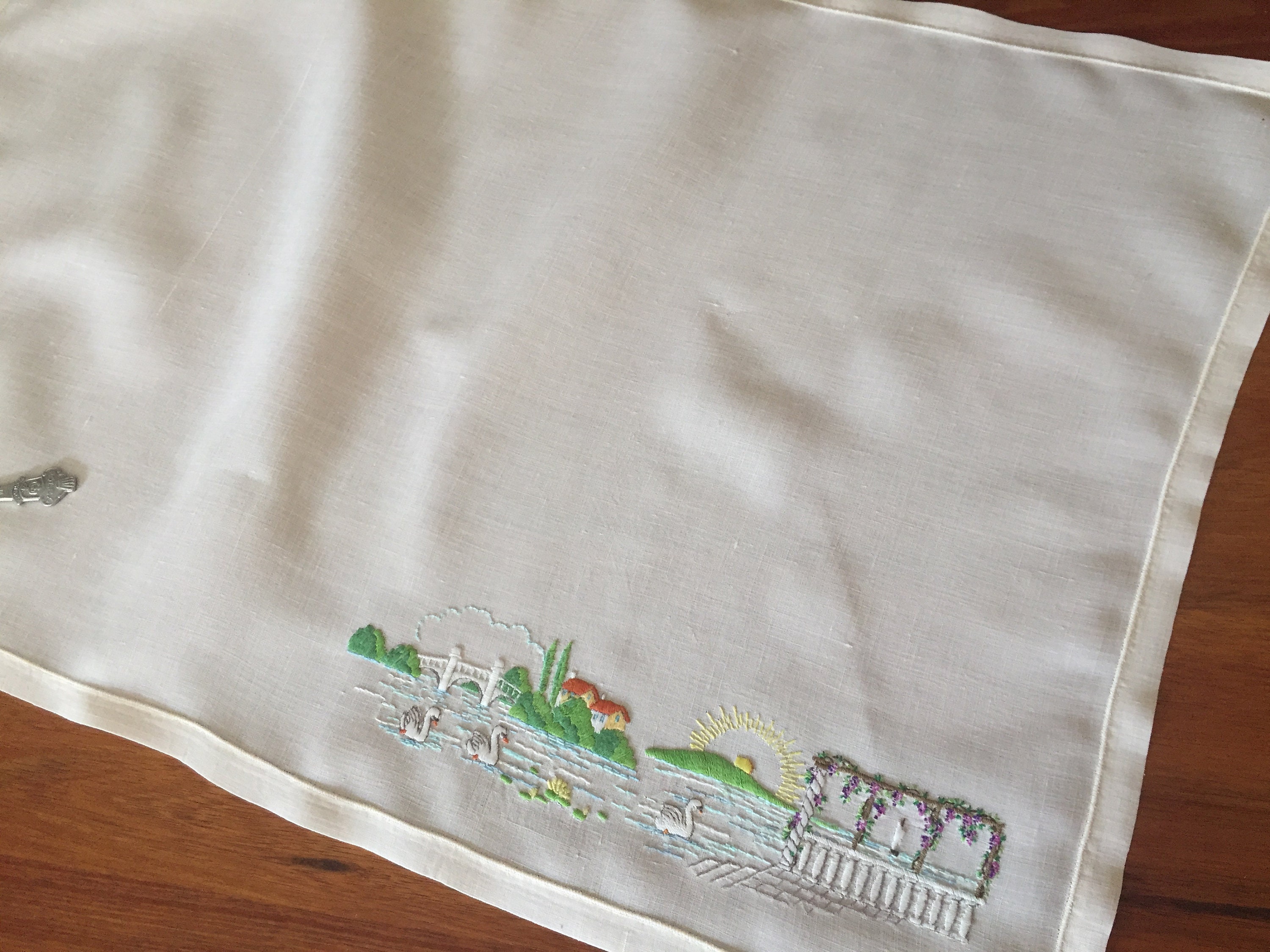 Vintage Hand Embroidered Placemat with Cottage Garden Design Etsy