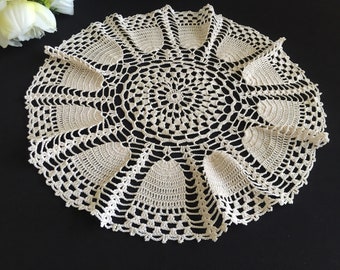 Ruffled Crochet Lace Doily or Table Center Mat