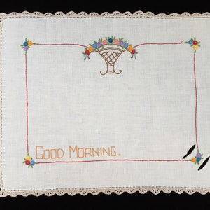 Embroidered Linen Breakfast Placemat