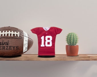 Alabama Crimson Tide Football #18  Mini Sports Jersey, Alabama Gift - Crimson Tide Gift - College Football Gift - Party Favor! (Crimson)