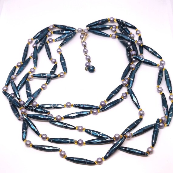 1950s Festooning multistrand necklace. Long plast… - image 1