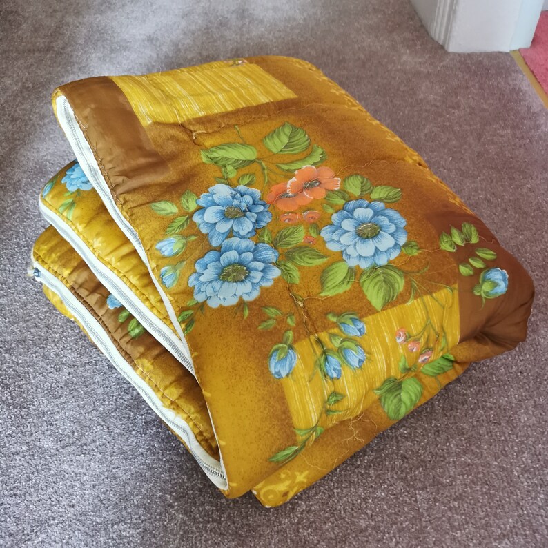Vintage Retro Sleeping Bag 70s 80s. Brown Floral Bold Pattern. Etsy