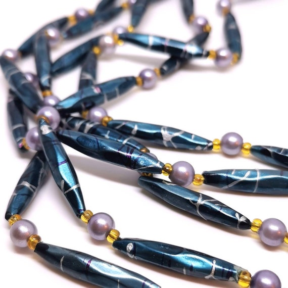 1950s Festooning multistrand necklace. Long plast… - image 7