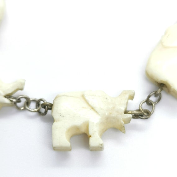 Antique Hand Carved Bone Elephant Bracelet. Fetis… - image 5