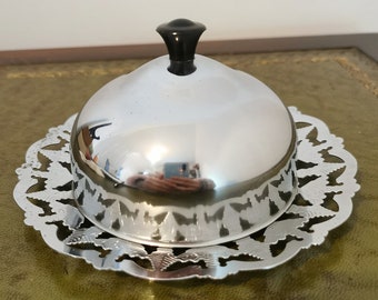 Antique 3 Piece Butter Dish, Domed Cloche.