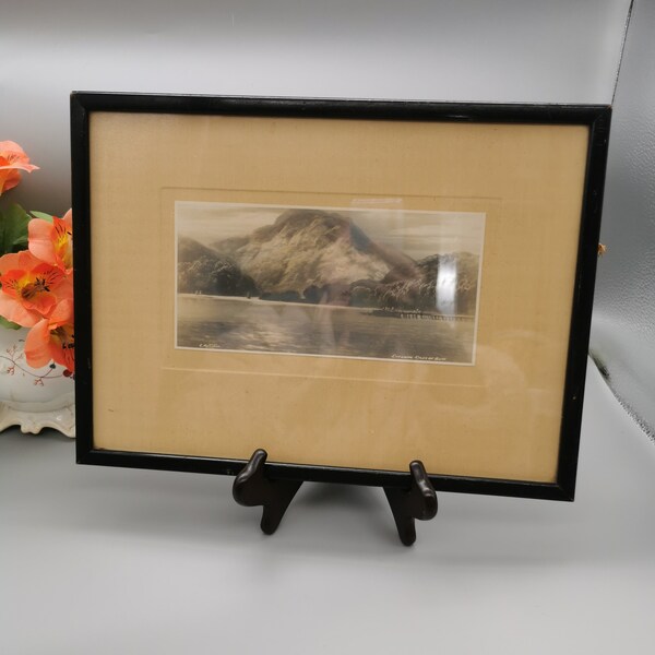 Antique framed print of The Kyles of Bute by C Russell Black lacqured wood frame