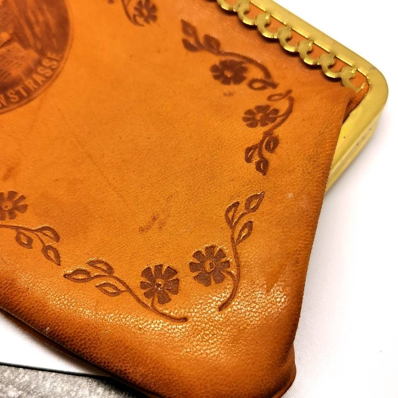 Vintage tan leather purse Austria Souvenir retro collectable Wallet. Innsbruck Maria