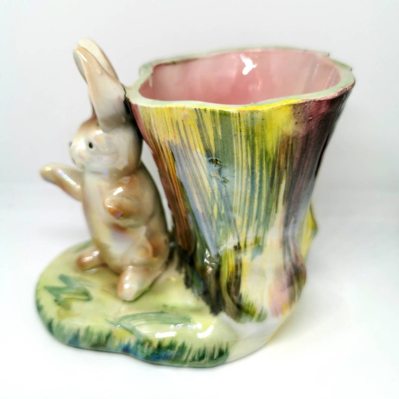 Vintage 1950s Kitsch Rabbit Planter Vase. Lustreware Bunny. Etsy UK