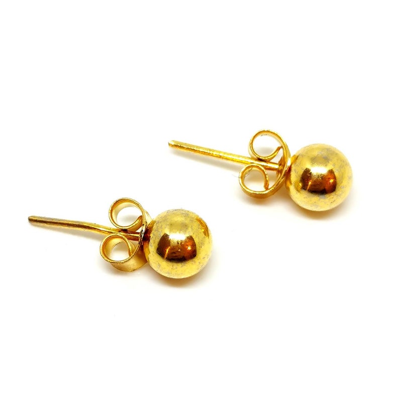 Vintage Simple Ball Earrings. Studs. Gold Tone. 1990s. | Etsy
