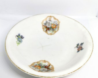 Antique ceramic small dish bowl. Made in Czechoslovakia. Floral Painted. Bohemian. Ring trinket dish. Display.