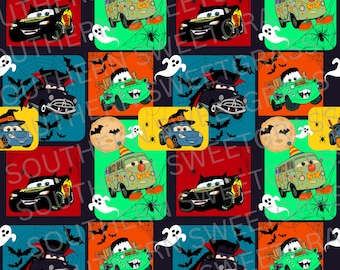 Seamless files- Halloween seamless- car seamless- cartoon seamless- Halloween in the highway