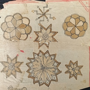 Antique Vintage Hindu Tantra  on Antique Paper from 1920s, Hand Painted Antique tantra / Tantra / Hindu Tantra