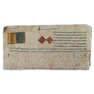 Antieke Vintage Hindoe Handgeschilderde Tantra op oud papier, Manusript tantra uit de jaren 1930, Handgeschilderde antieke tantra / Tantra / Hindu Tantra