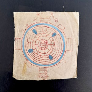 Antieke Uitstekende Hindoese Tantra voor Godsdienstige en Sterrenstudie op Antiek Document van jaren '20, Hand Geschilderde Antieke tantra/Tantra/Hindoese Tantra